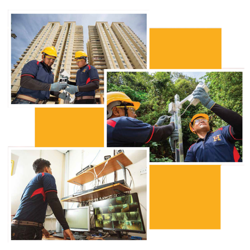 Hwa Lee technicians installing surveillance and security systems