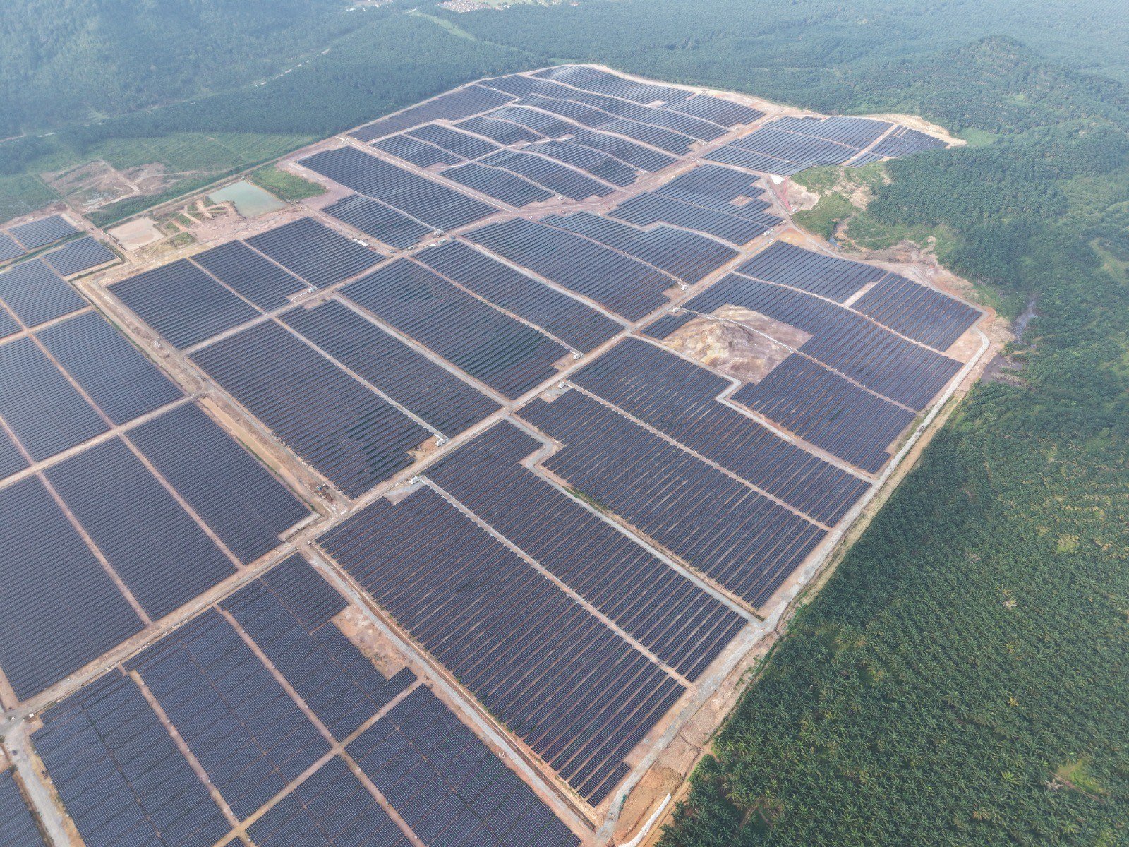 105 MW Large Scale Solar Farm in Johor, aerial view